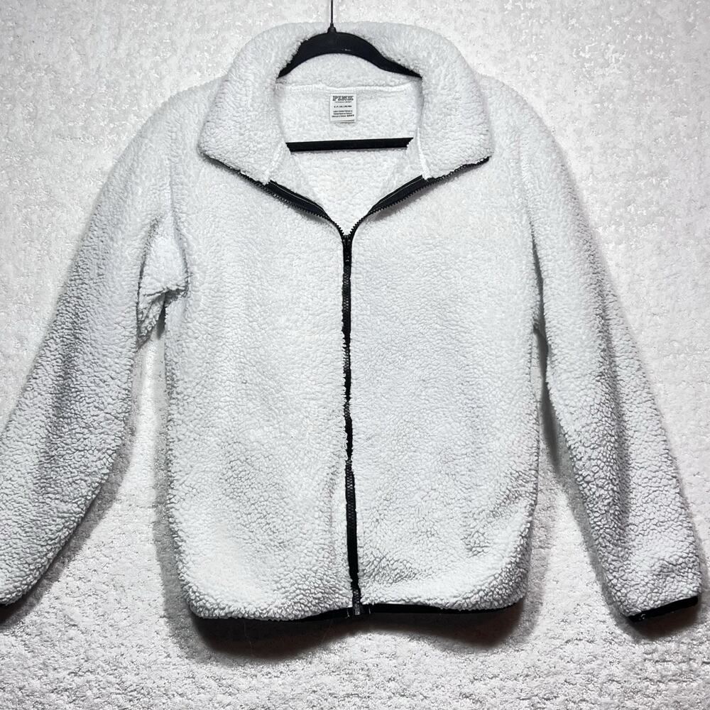 Victoria Secret PINK Teddy Fleece Sherpa Full Zip White Fuzzy Soft Jacket Small